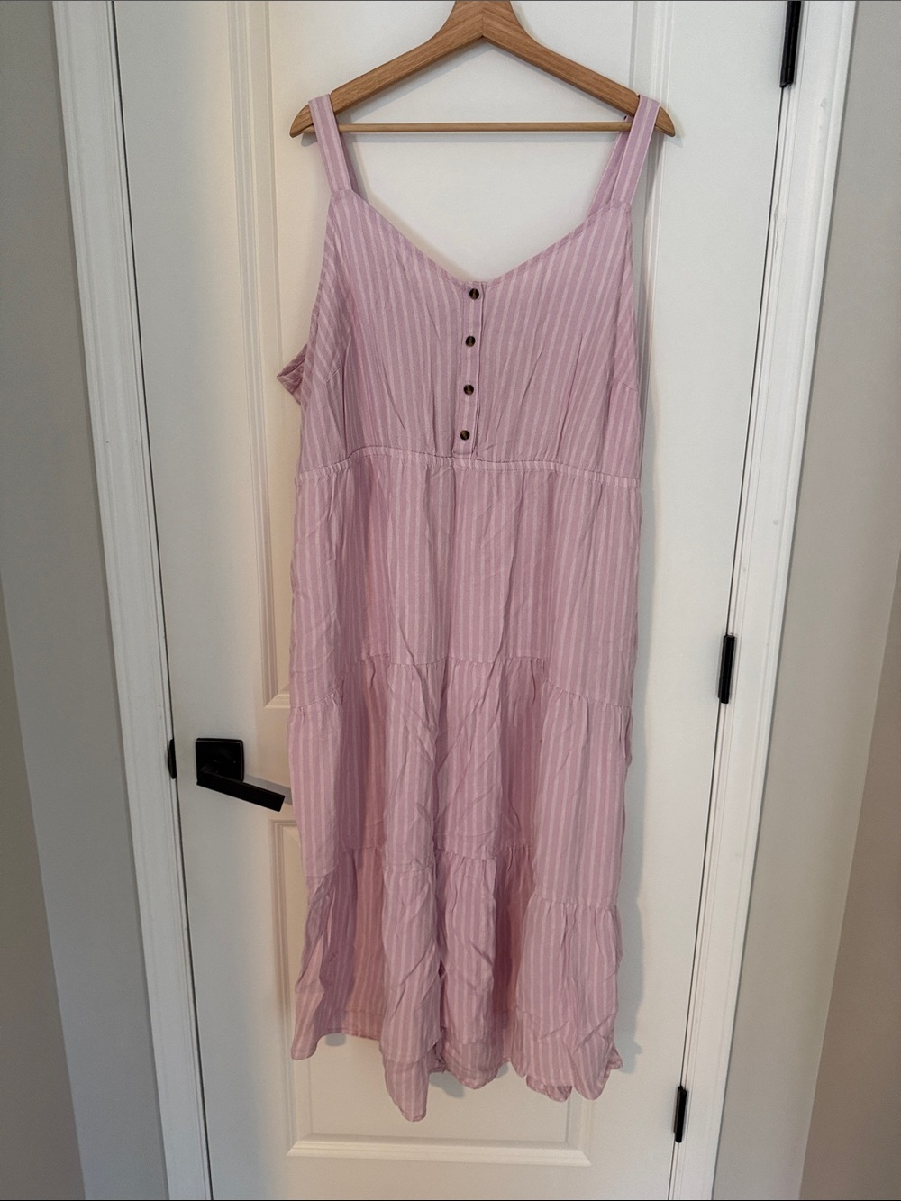 Lavender Striped Tiered Midi Sundress